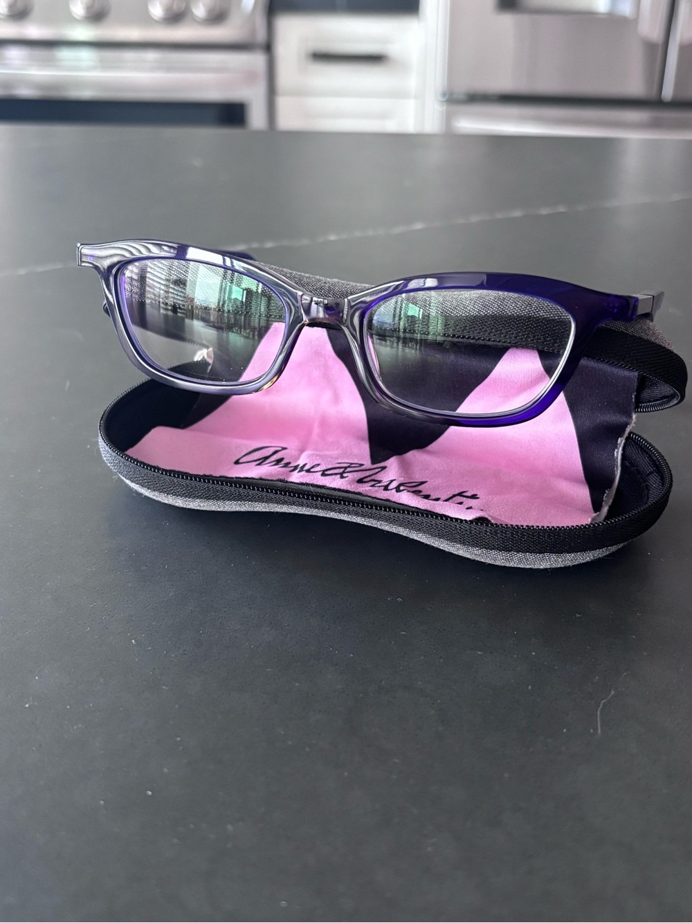 ANNE ET VALENTIN Designer Eyeglasses Purple Frames Made in France - Picture 4 of 8